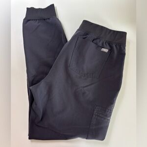 Figs Dark Gray with Red Drawstring Scrubs Joggers